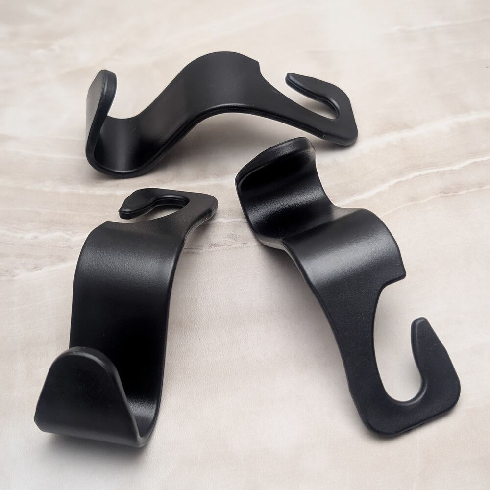 3 x Car Headrest Hooks - Black - Holds Up To 55 lbs - Unused No Box